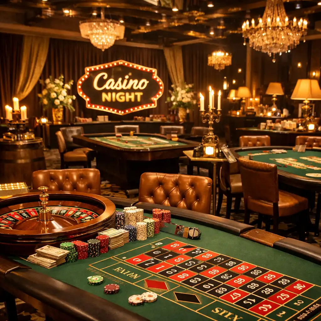 Custom casino event setup with multiple tables